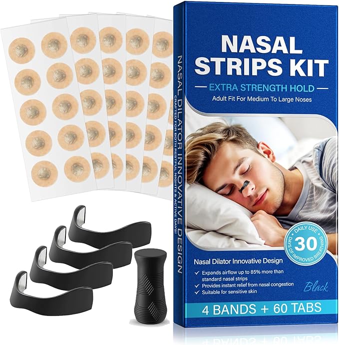 Magnetic Nose Strip, Nose Strips 60Pcs, Nasal Strips Open Your Nasal Cavity, Allowing You to Breathe More Freely, Improve Sleep Quality for Your Family